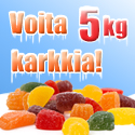 Voita 5 kg karkkia ja lisäksi 10 l limua