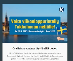 Voita viikonloppuristeily Tukholmaan neljälle Voita viikonloppuristeily Tukholmaan neljälle