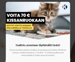 Voita 70€ kissan ruokaan